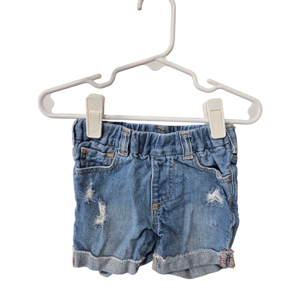 Cuffed Distressed Denim Shorts - GAP - 6-12mo
